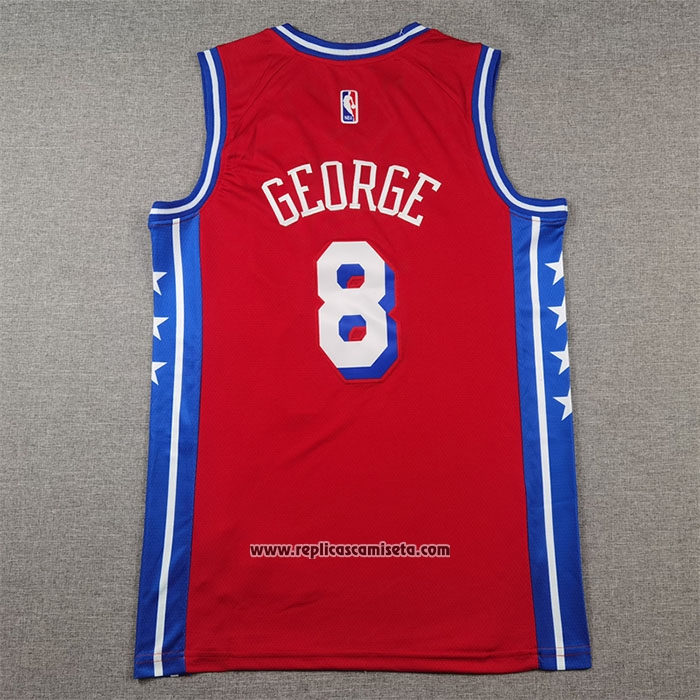 Camiseta Philadelphia 76ers Paul George #8 Statement 2024-25 Rojo